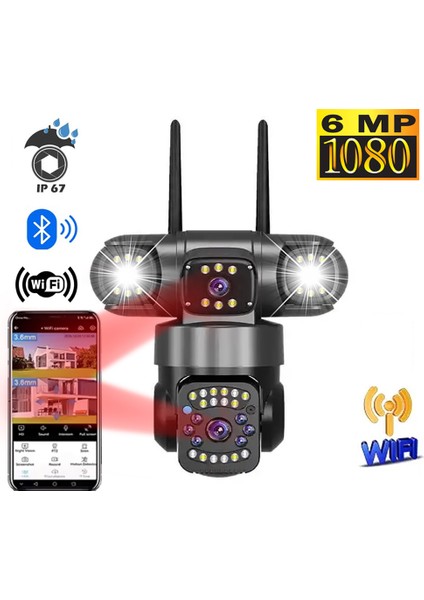 2 Kameralı Full Hd Yapay Zekalı Wifi Kablosuz Hareket Takipli Alarmlı Güvenlik Kamerası