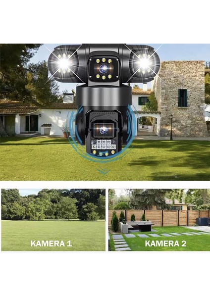 2 Kameralı Full Hd Yapay Zekalı Wifi Kablosuz Hareket Takipli Alarmlı Güvenlik Kamerası fırsatları