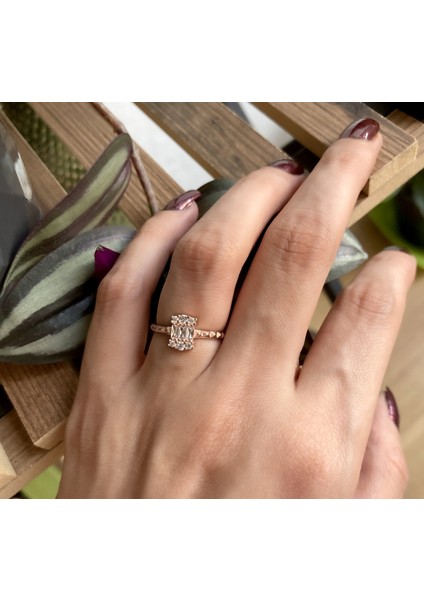 Baget Taşlı Ayarlanabilir Rose Yüzük - 15