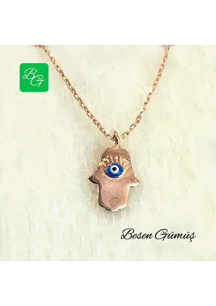 Rose Mineli Nazar Boncuklu Fatmanın Eli Kolye