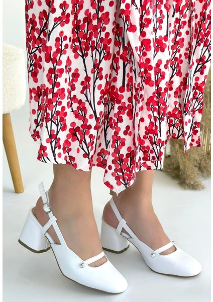 Jecci Beyaz Cilt Topuklu Ayakkabı modelleri