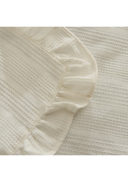 Maye %100 Pamuk Fırfırlı Tek Kişilik Tek Pike Beyaz indirimleri