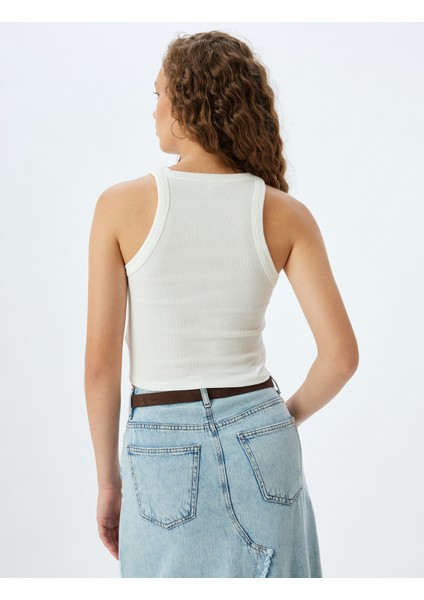 Yeni Sezon Halter Yaka Fitilli Slim Fit Crop Kadın Atlet