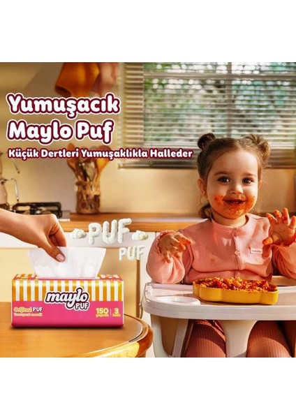 4 Adet Maylo Puf Mendil 150'LI Tek Paket