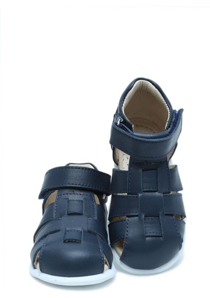 S25V027 Kifidis-Kids Ilk Adım Erkek Çocuk Deri Ayakkabı 20-25 Lacivert/navy Blue