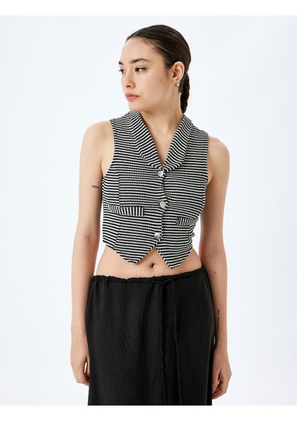 Yeni Sezon V Yaka Düğmeli Slim Fit Crop Triko Yelek modelleri