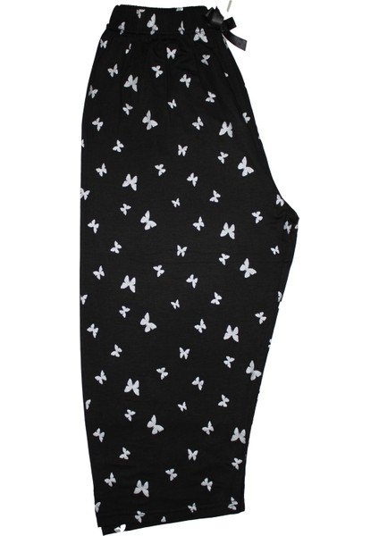 Yüksek Bel Kaliteli Yazlık Kapri Boy Büyük Beden Pijama Alt Bermuda Desenli Leopar Kelebek Puanlı