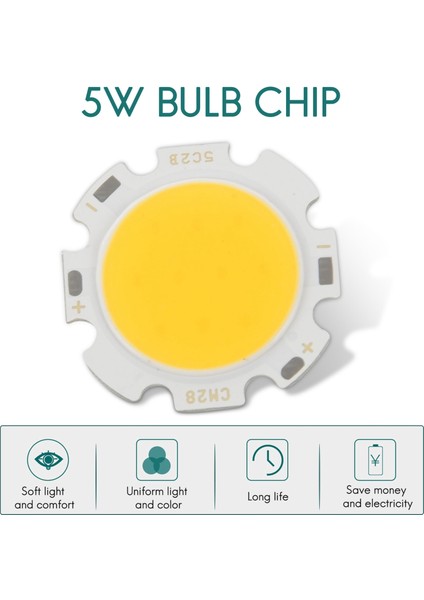 5W Çip Işık Yuvarlak Cob Süper Parlak LED Işık LED Lamba Ampuller Sıcak Beyaz DC15-17V (Yurt Dışından)