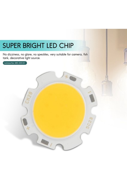 5W Çip Işık Yuvarlak Cob Süper Parlak LED Işık LED Lamba Ampuller Sıcak Beyaz DC15-17V (Yurt Dışından)
