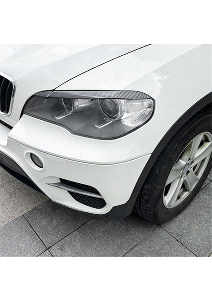 Araba Ön Far Kapağı Başkanı Işık Lambası Göz Kapağı Kaş Trim Abs Bmw X5 E70 2008-2013 Karbon Fiber (Yurt Dışından)