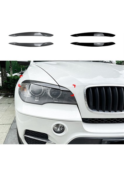 Araba Ön Far Kapağı Başkanı Işık Lambası Göz Kapağı Kaş Trim Abs Bmw X5 E70 2008-2013 Karbon Fiber (Yurt Dışından)