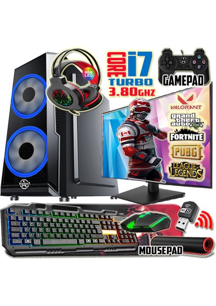 Alpin I7 TURBO:3.80GHZ 16GB Ram 240GB SSD 250GB HDD R7 240-4GB E.kartı 24" Monitör Masaüstü Bilgisayar