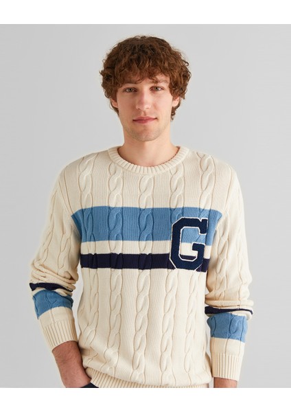 Erkek Krem Relaxed Fit Bisiklet Yaka Renk Bloklu Örgü Kazak 8924348T.130 fırsatları