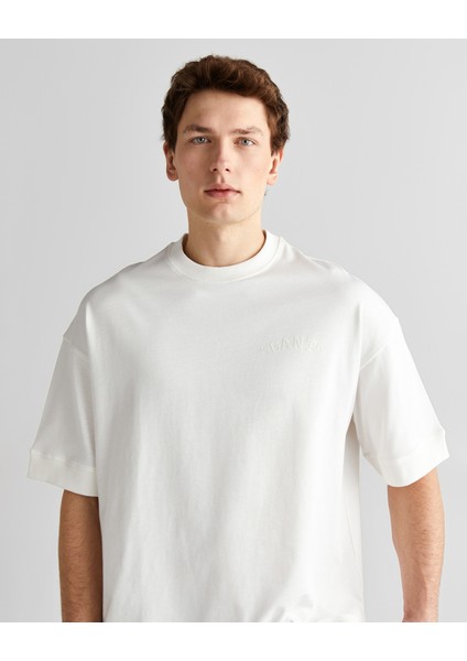 Erkek Krem Orijinal Fit Bisiklet Yaka Logolu T-Shirt 2325142T.113 fırsatları