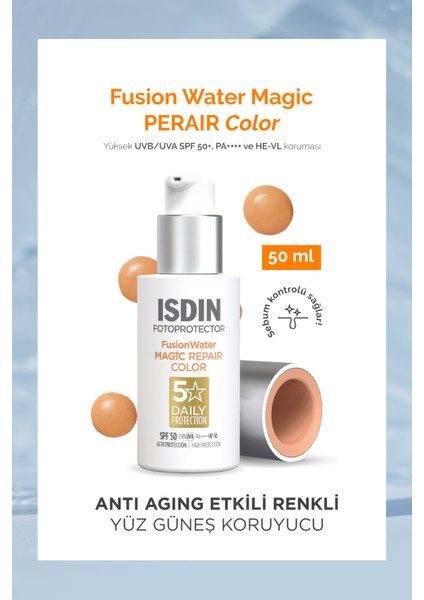 Isdın Fotoprotector Fusion Water Magic Repair Color SPF50 50ML | Güneş Koruyucu