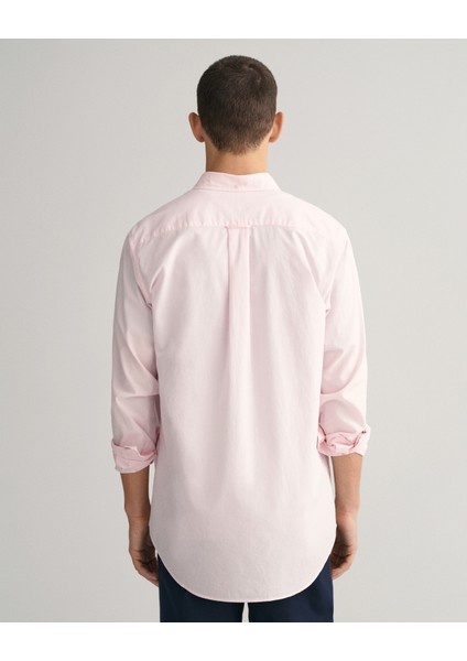 Erkek Pembe Regular Fit Düğmeli Yaka Poplin Gömlek 3000100.662