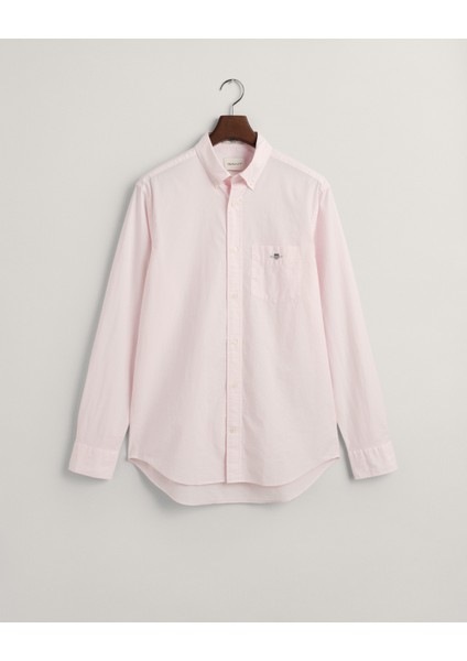 Erkek Pembe Regular Fit Düğmeli Yaka Poplin Gömlek 3000100.662