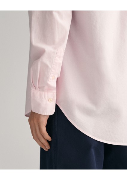 Erkek Pembe Regular Fit Düğmeli Yaka Poplin Gömlek 3000100.662