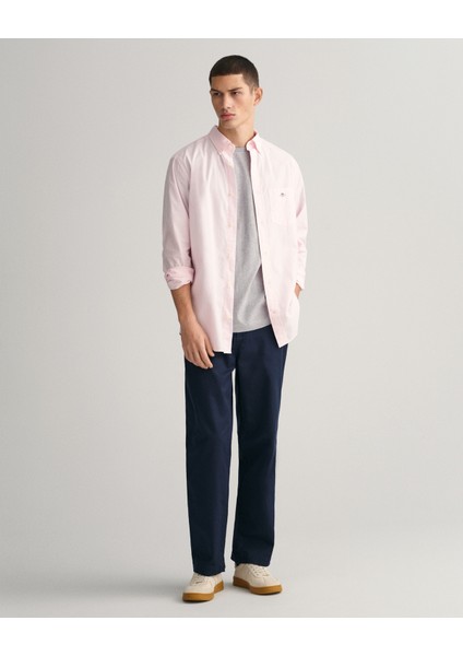 Erkek Pembe Regular Fit Düğmeli Yaka Poplin Gömlek 3000100.662