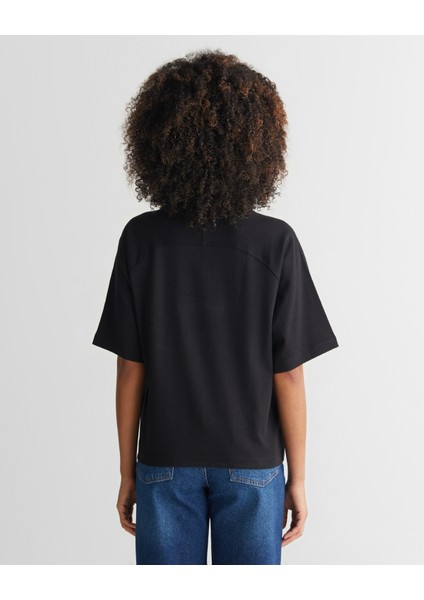 Kadın Siyah Bisiklet Yaka Logolu T-Shirt 42325134T.5 fiyatları