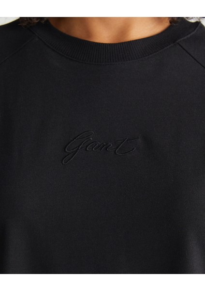 Kadın Siyah Bisiklet Yaka Logolu T-Shirt 42325134T.5 indirimleri