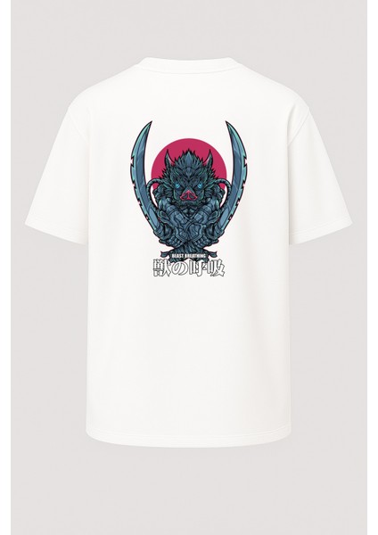 Oversize Beast Inosuke Demon Slayer Baskılı Unisex Tişört