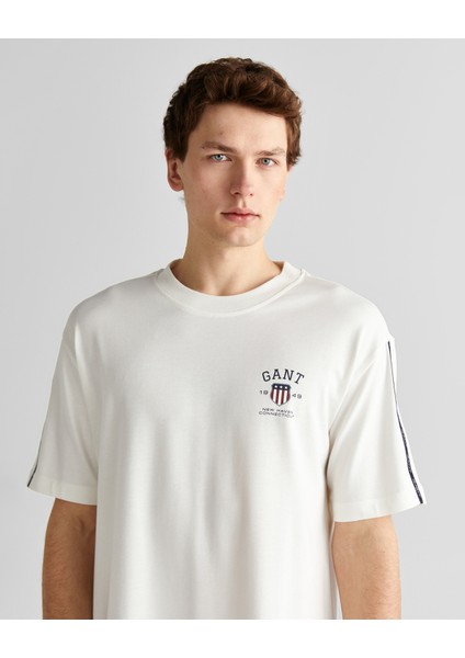 Erkek Krem Relaxed Fit Bisiklet Yaka Logolu T-Shirt 2325140T.113 fırsatları