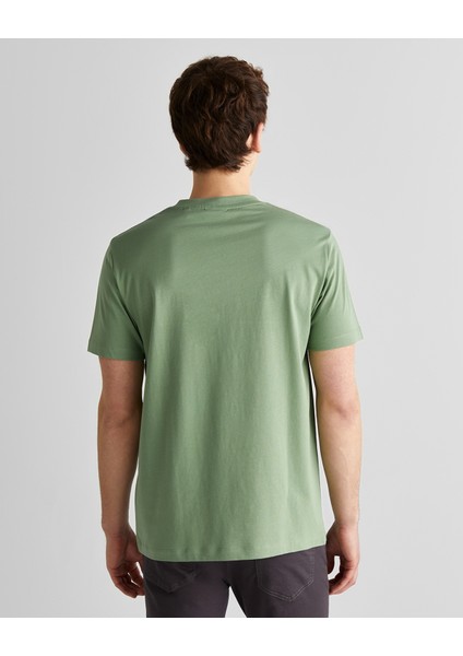 Erkek Yeşil Regular Fit Bisiklet Yaka Logolu T-Shirt 2003140.362 fiyatları