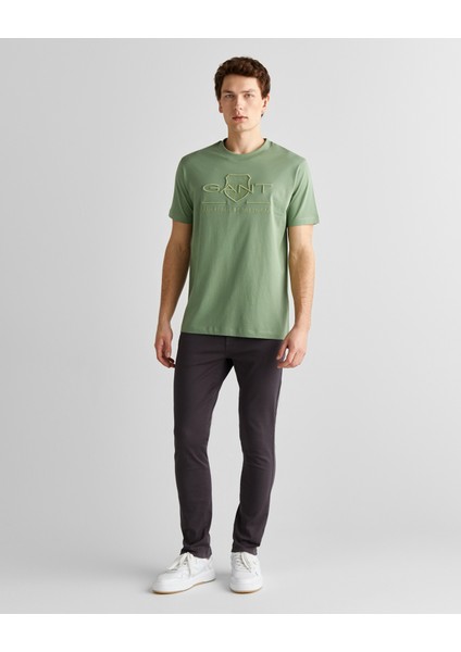 Erkek Yeşil Regular Fit Bisiklet Yaka Logolu T-Shirt 2003140.362 modelleri