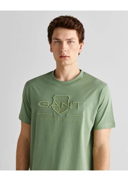 Erkek Yeşil Regular Fit Bisiklet Yaka Logolu T-Shirt 2003140.362 fırsatları