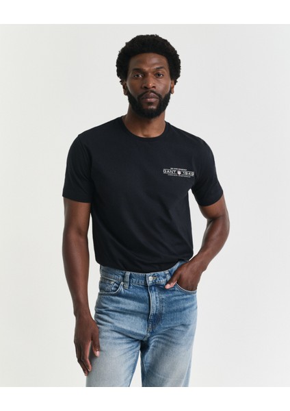 Erkek Siyah Regular Fit Bisiklet Yaka Logolu T-Shirt 2044017.5