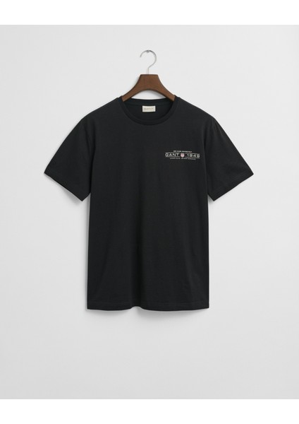 Erkek Siyah Regular Fit Bisiklet Yaka Logolu T-Shirt 2044017.5 fırsatları