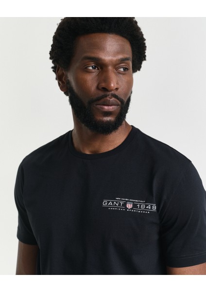 Erkek Siyah Regular Fit Bisiklet Yaka Logolu T-Shirt 2044017.5 indirimleri