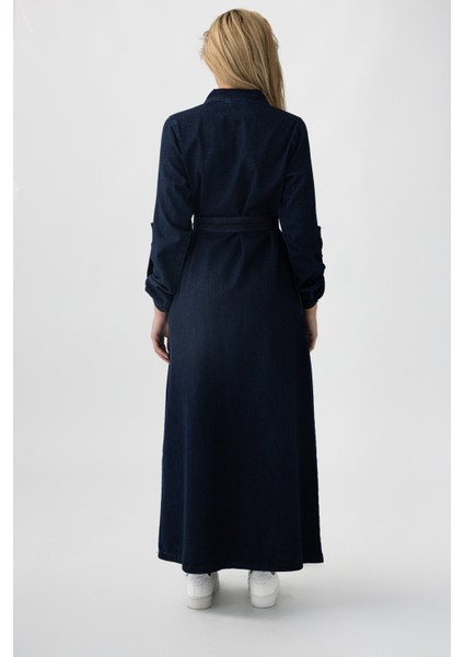 5363 - Kemerli, Cepli, Fermuar Detaylı Kot Rahat, Şık, Günlük Kadın Boydan Elbise fırsatları