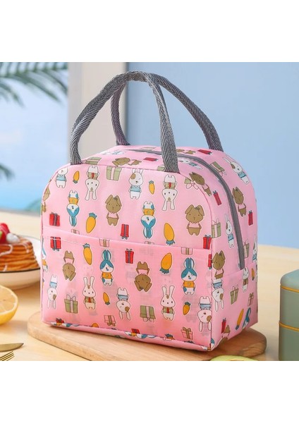 Öğle Yemeği Çantası Saplı Yalıtımlı Soğutucu Çanta Kadınlar Çocuk Öğle Yemeği Kutusu Piknik Seyahat Meyve Gıda Depolama Kahvaltı Termal Gıda Çantaları (Yurt Dışından)