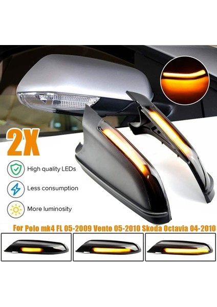 Araba Sıralı Kaydırma LED Sinyal Lambası Yan Ayna Gösterge Işığı Polo Mk4 Skoda Octavia 2004-2010 Için (Yurt Dışından)