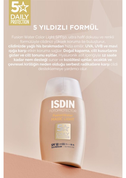 Isdın Fotoprotector Fusion Water Magic Light SPF50 50ML | Güneş Koruyucu fiyatları