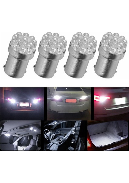 4x Beyaz 1156 BA15S 9smd LED Yedekleme Geri Vites Sinyal Lambası Ampulleri 1141 1073 (Yurt Dışından)