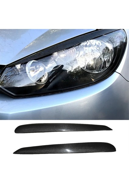 Araba Karbon Fiber Farlar Kaşlar Göz Kapakları Kapak Kirpik Far Çıkartmaları Vw Golf 6 Gtı Mk6 2008-2012 (Yurt Dışından)