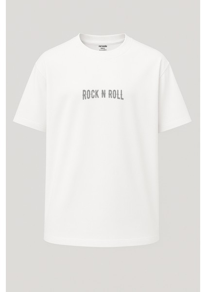 Oversize Rockn Roll Forever Baskılı Unisex Tişört