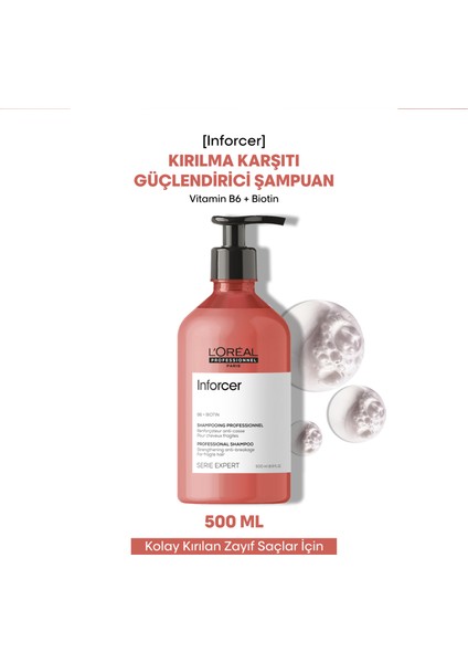 Loreal Inforcer Biotin B6 Yıpranmış Kırılgan Saçlar İçin G Üçlendirici Şampuan 500 ml