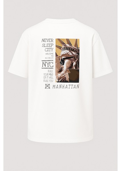 Oversize Nyc Manhattan Amerika Baskılı Unisex Tişört