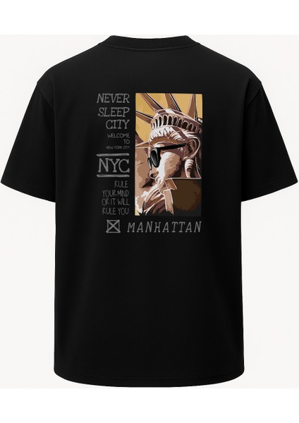 Oversize Nyc Manhattan Amerika Baskılı Unisex Tişört