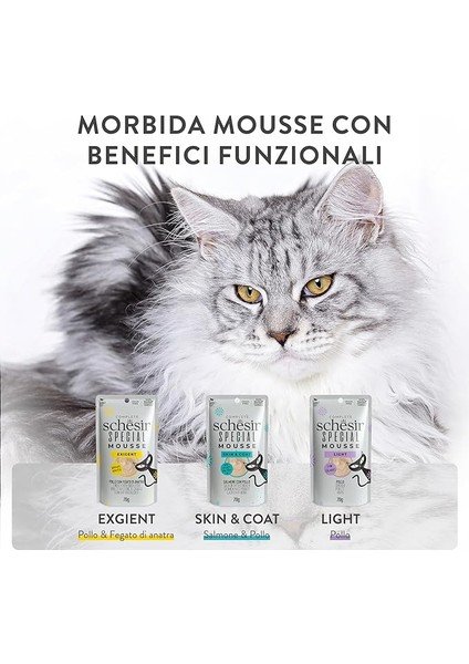 Schesir Exigent Tavuk ile Ördek Karaciğeri Tam ve Dengeli Yetişkin Kedi Maması Pouch 70G