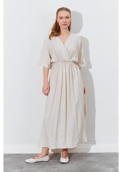 Kadın Taş Düşük Kol Yanları Yırtmaçlı Uzun Elbise modelleri