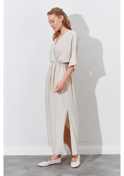 Kadın Taş Düşük Kol Yanları Yırtmaçlı Uzun Elbise fırsatları