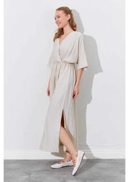 Kadın Taş Düşük Kol Yanları Yırtmaçlı Uzun Elbise indirimleri