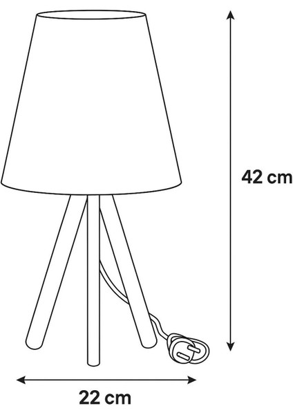 Üç Ayak Ahşap Abajur (22 cm Pvc Ekru Başlık)