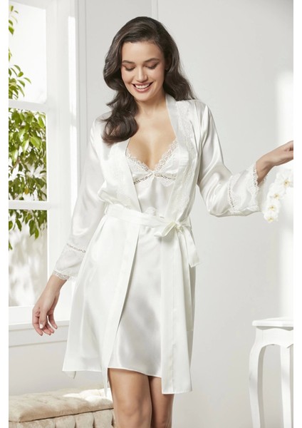Pierre Cardin 6965 Bayan 6'lı Saten Gecelik Sabahlık