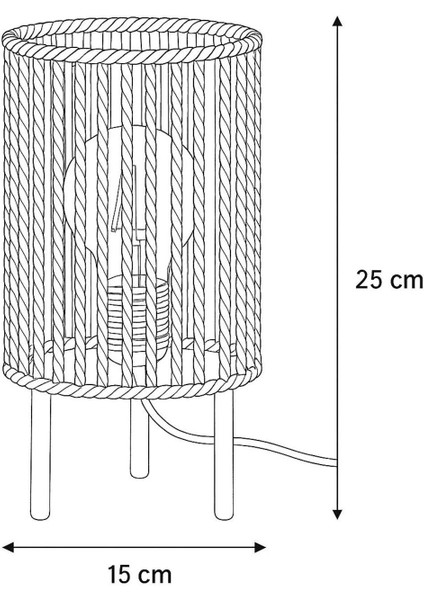 Makrome Ipli Metal Masa ve Gece Lambası (Silindir - Koyu Bej) modelleri